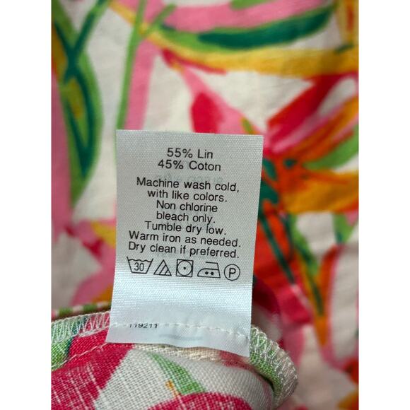 J Crew Linen Floral Sleeveless Tank‎ Top Womens 2 Tropical Side Zip Preppy - Picture 6 of 8